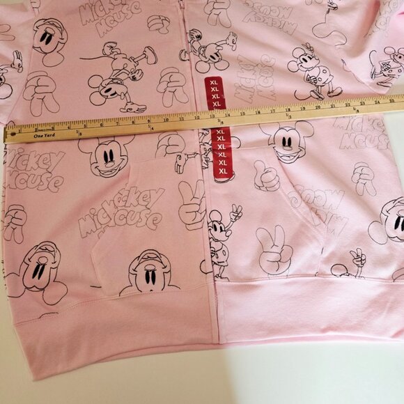 Disney Pink Mickey Mouse Embroidered Women Zipper Hoodie Jacket Sz XL - Picture 10 of 16